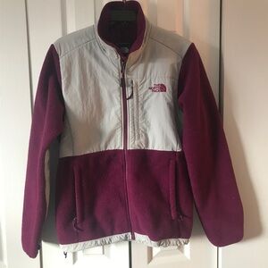 The North Face Maroon & Gray Fleece Jacket Polartec Size Med Flaws See Pics